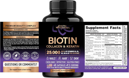 Biotin | Colágeno | Queratina (Frasco 60 Cápsulas)